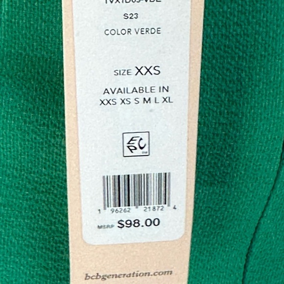 BCBGeneration Short Sleeve Front Knot Smocked Back Mini Dress - Green - size XXS - Picture 7 of 8